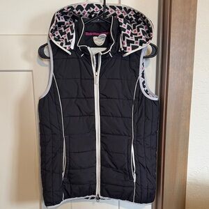 Hatley Black Quilted Vest with Patterned Hood